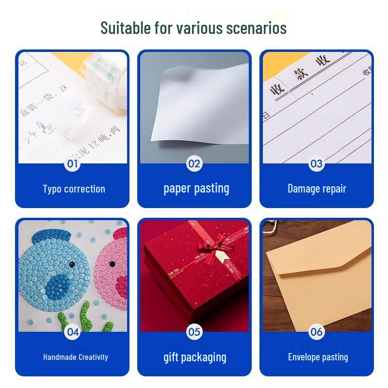 Transparent High-Viscosity Adhesive Tape, 12mm Narrow Roll for Students and Children