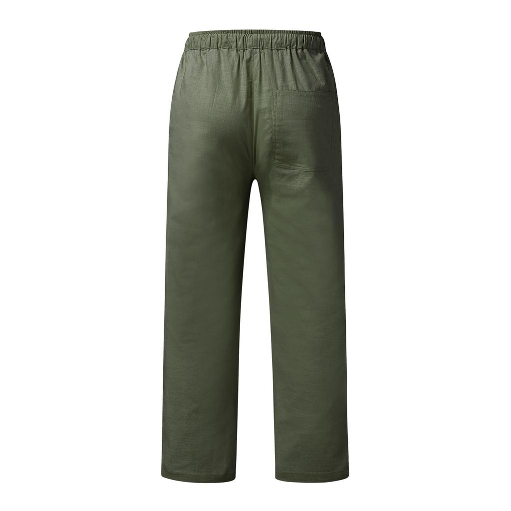 Men's Linen Loose Fitting Casual Lightweight Elastic Waist Pants Yoga Pants Loungewear