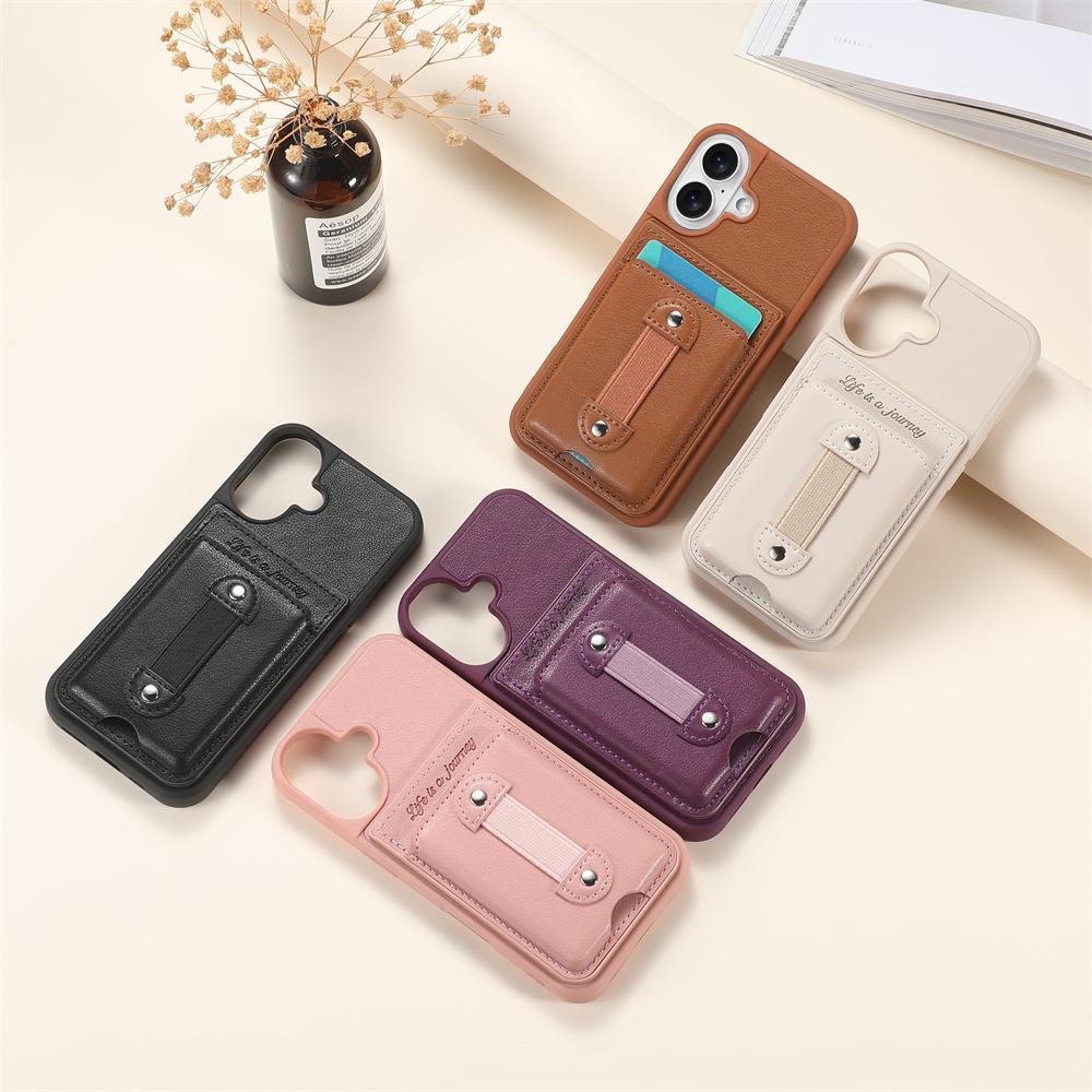 Elastic Wristband Wallet Card Phone Case for IPhone 17 Air 16E 15 14 Plus 13 12 11 Pro Max Leather Shockproof Protection Cover