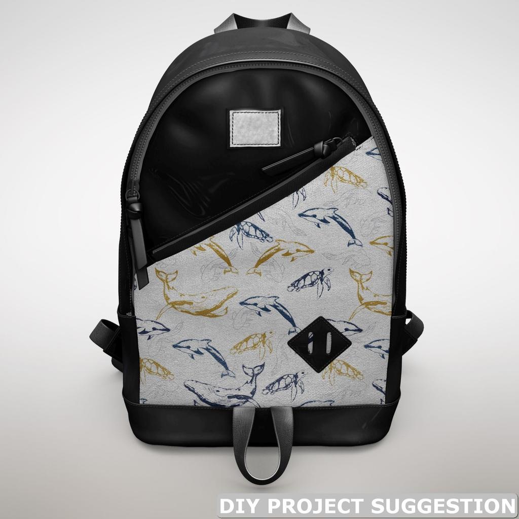 Outdoor Dekostoffe Oxford - Motiv Wale, Schildkröten, Delfine I Dr237