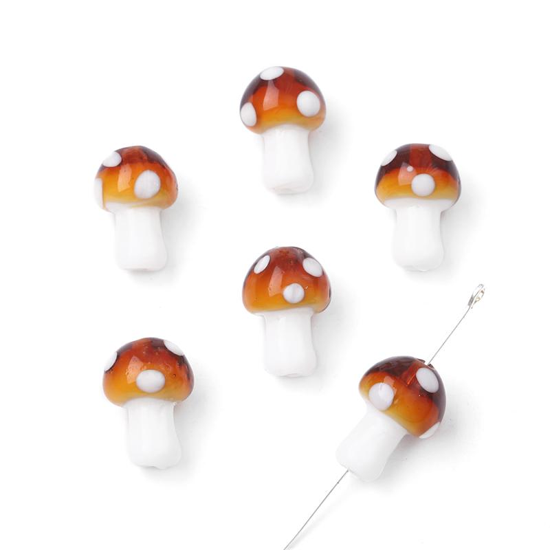 5-25Pcs Glazed Mushroom Glass Beads For DIY Jewelry Making Necklace Bracelet Earrings Craft Accessories