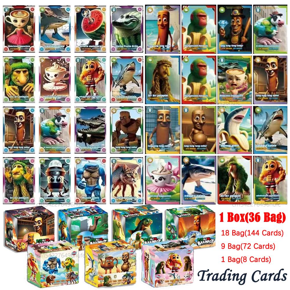 Italian Brainrot Trading Cards Tungtungtung Sahur Tralalero Tralala Collection Card Game Toy Battle Carte Toys For Children Gift