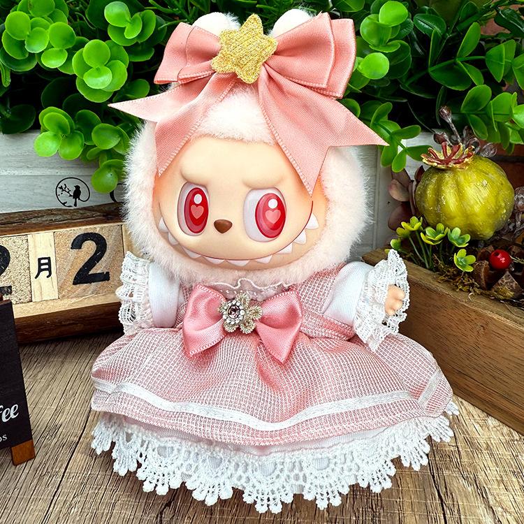 

15cm 17cm Labubu clothes pants shorts skirt Labubu V1 V2 have a seat macaron doll clothing Accessories Hat miniature items