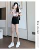 Women's High Waist Black A-Line Summer Shorts - Petite, Tight, Elastic, and Anti-Exposure