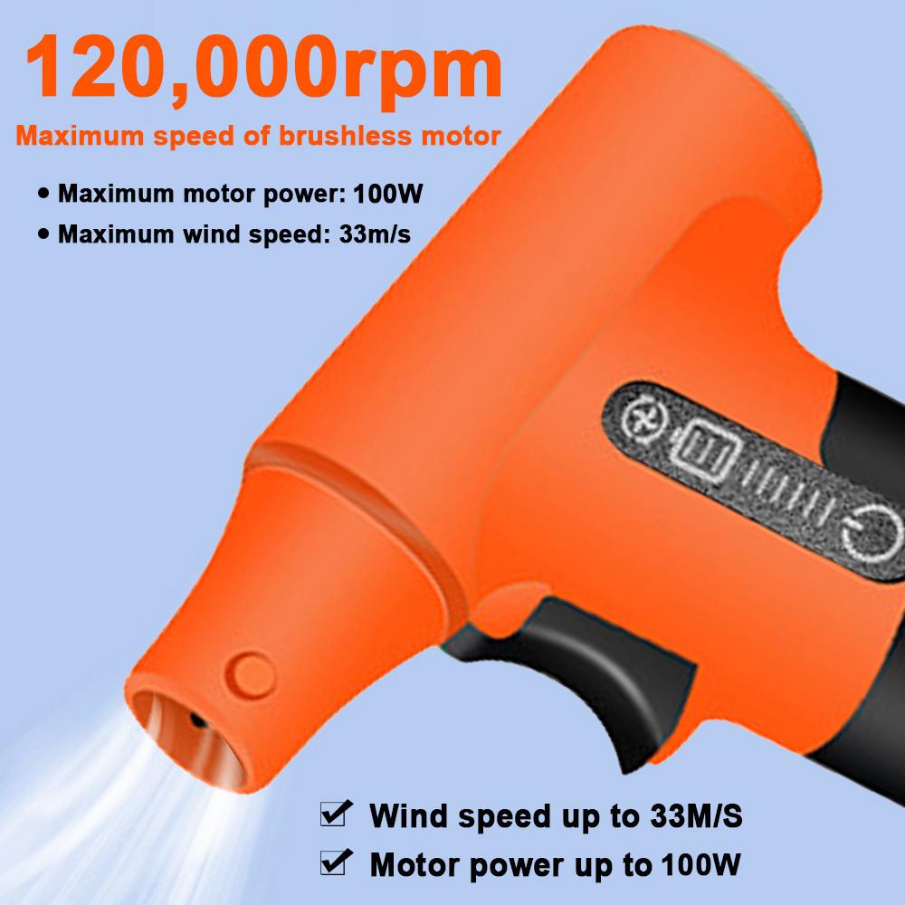 120000PRM High Power Turbofan Violence Fan Compressed Air Duster 3 Speed Handheld Blowing Sunction Air Blower Brushless Jet Fan