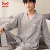 MIIOW Herren Baumwolle Langarm Knopfleiste Pyjama Set