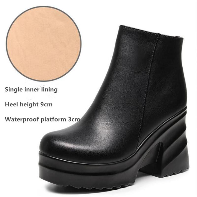 

Ботильоны на платформе из натуральной кожи, женские модные туфли на танкетке, осенне-зимние женские туфли на высоком каблуке, теплые женские зимние сапоги 35