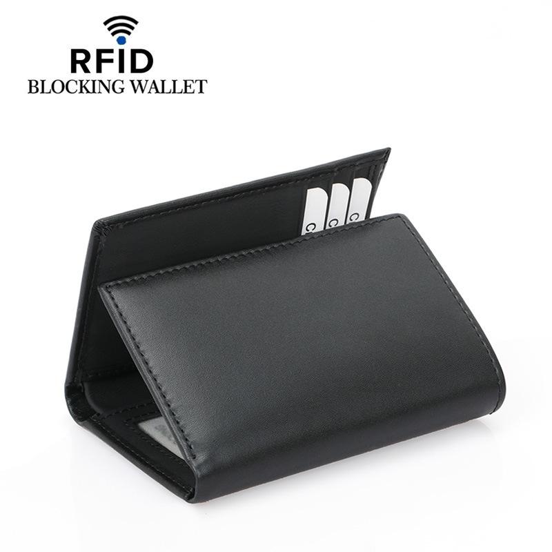 Cross-border E-commerce New RFID Three-fold Multi-card Men's Wallet, Cowhide Napa Plain Weave Wallet Will Be Sent On Behalf of You.