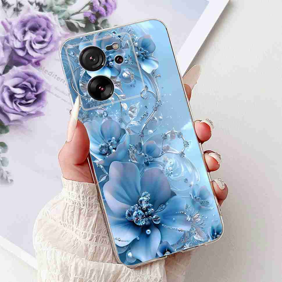 For Xiaomi Mi 13T 5G 6.67" Case Cartoon Bear Soft Silicone TPU Cover For Xiaomi Mi13T 5G 2306EPN60G 6.67" Colorful Flowers Shell
