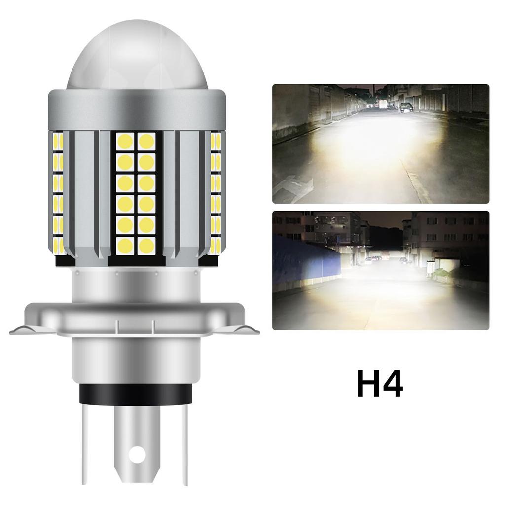 Dual Color Motorcycle Fisheye Projector LED Headlight Bulb, Super Bright White & Yellow BA20D High Low Beam Motorbike Modified Front Lamp