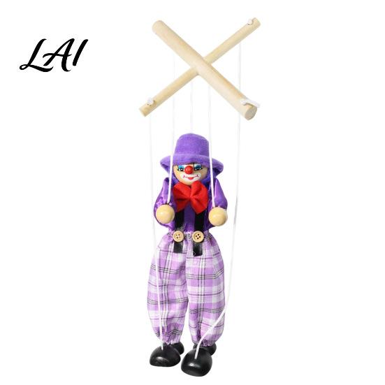 Marionette Puppet Wooden Clown Toy Vintage Pull String with Movable Limbs Limbs Handcrafted Classic Storytelling Theatre Toy for Kids