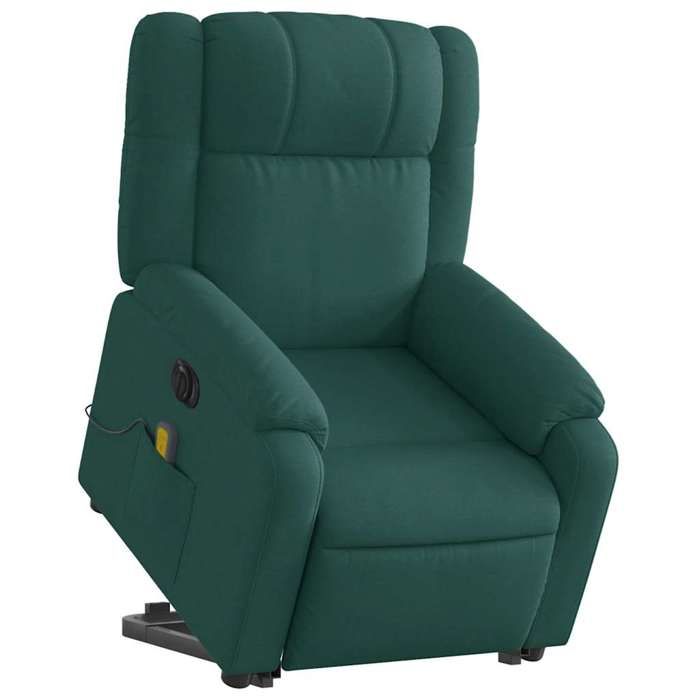 VidaXL Electric Massage Recliner Dark Green Fabric 3205244