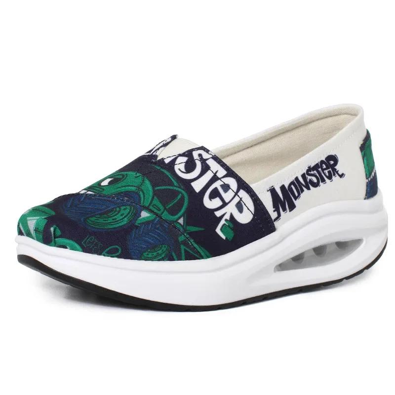 

Модные кроссовки женские модные принтованные парусиновые туфли осенние туфли на танкетке повседневные спортивные туфли женские уличные рок-обувь Zapatillas 35