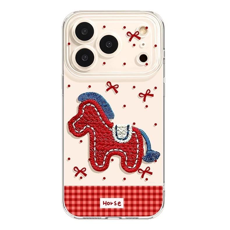 Three-dimensional Pony New Year's Application Apple 17pm Transparent 16promax Soft 15 Sets 14 High-end Female Mobile Phone Case