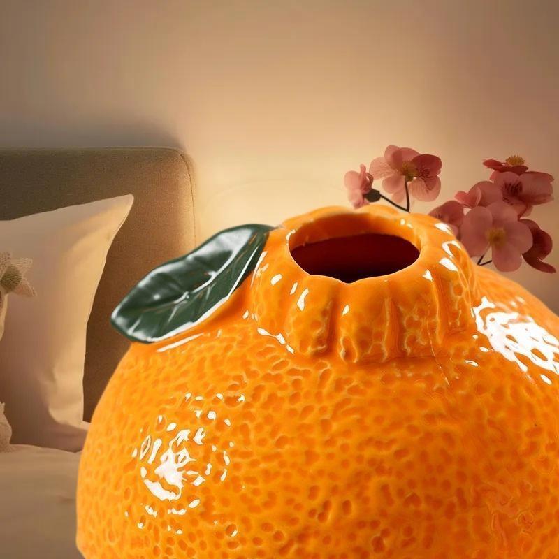 Creative Tabletop Decoration With Orange Fruit Shaped Vase