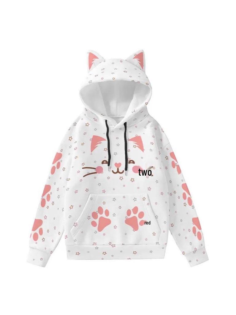 Unisex 3D Cat Ear Style Hoodie - Cute Pullover with Hood for Men and Women