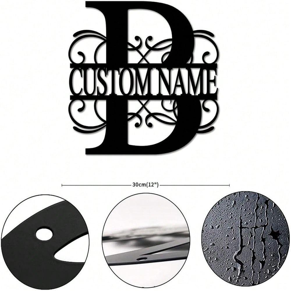 Personalized Metal Wall Art Custom Initials Family Name Light Beam Design Iron Steel Decor Home Porch Garden Gift Birthday