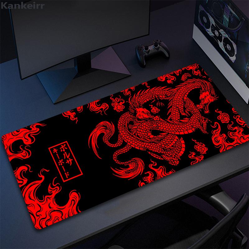 Japanese Dragon Large Gaming Mousepad XXL Keyboard Gamer Mouse Pad on The Table Speed Desk Mat Anime X Yellow Mouse Mats