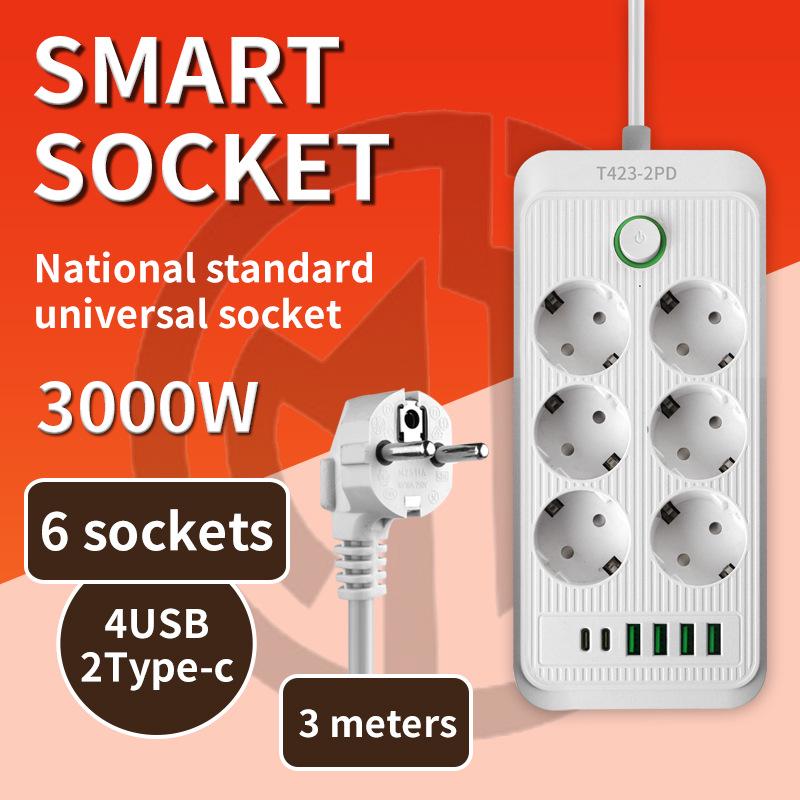 European Standard 16A Power Strip with Two-Pin Socket for Russian, German, Korean, and Austrian Use