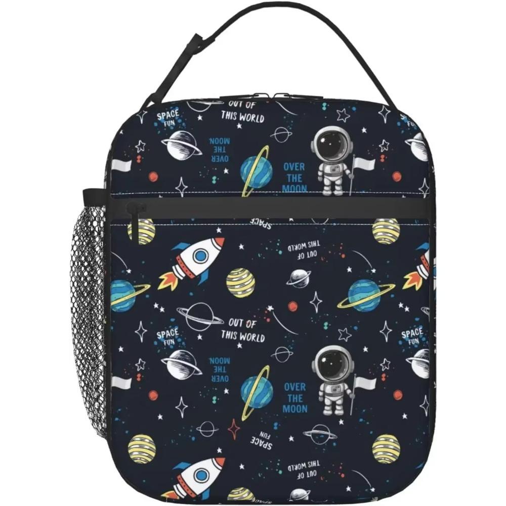 Τσάντα Γεύματος Μονωμένη με Κινούμενα Σχέδια Διαστημική Ρουκέτα Πλανήτες Αστέρια για Αγόρια Κουτί Φαγητού για Γραφείο Ταξίδια Τσάντα Μεταφοράς Γεύματος για Γυναίκες και Άνδρες
