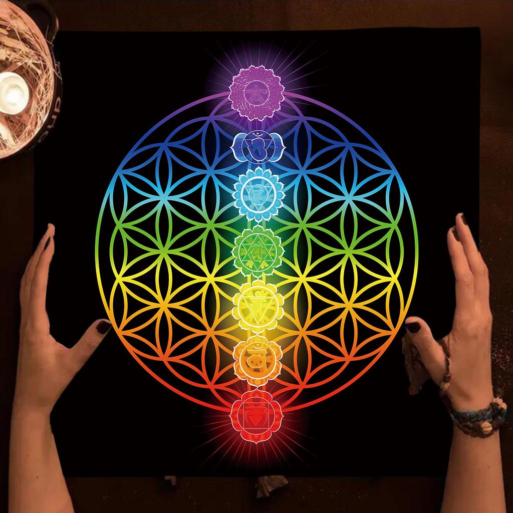 Tarot Tischdecke Mandala Blume des Lebens Altar Tuch Für Divination Meditation Kreis Galaxie Tarot Matte Spirituelle Orakel Karten Pad