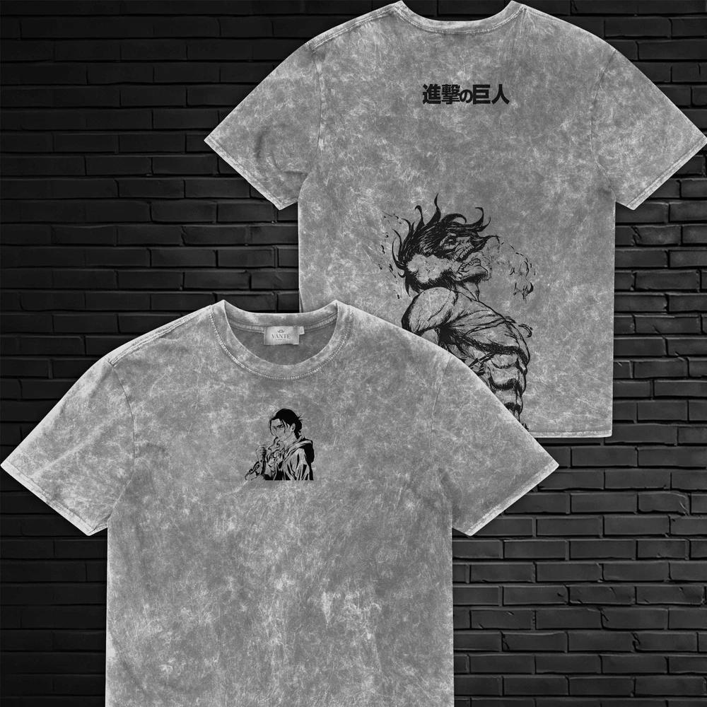 Eren Yeager Founding Titan Anime TShirt Acid Wash Unisex Tee XL