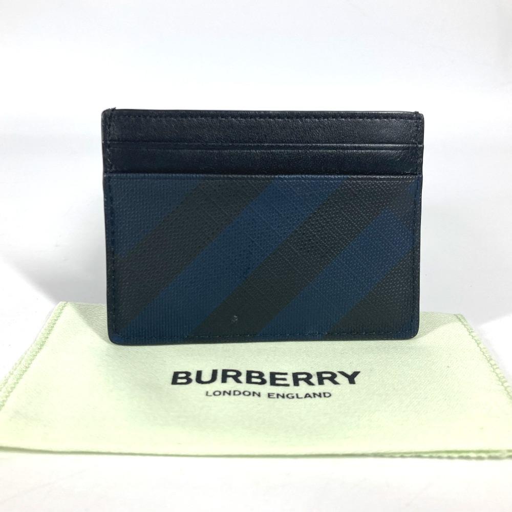 BURBERRY check Business Card Holder Pass Case Card Case Leather/PVC Navy/Black