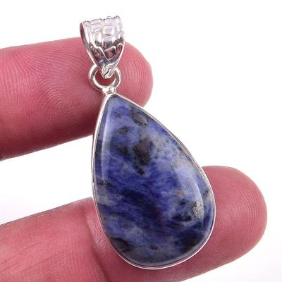 Natural Sodalite Gemstone Handmade 925 Solid Sterling Silver Pendant 1.50'' A9q65