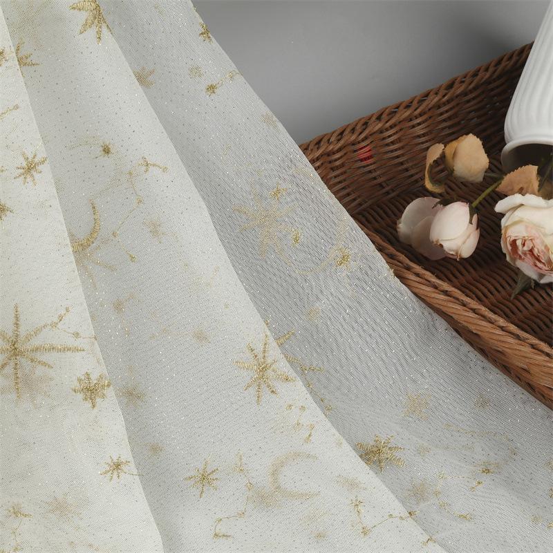 Stern Mond Mesh Stickerei Stoff Unterteil Hemd Spitze Stoff Damen Kleid Oberteil Spitze Stoff Accessoires