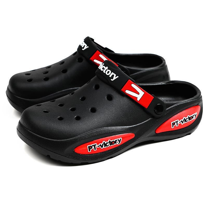 

Туфли с буквенным принтом, мужские нескользящие тапочки на толстой подошве, модные уличные пляжные повседневные сандалии 45 чёрный