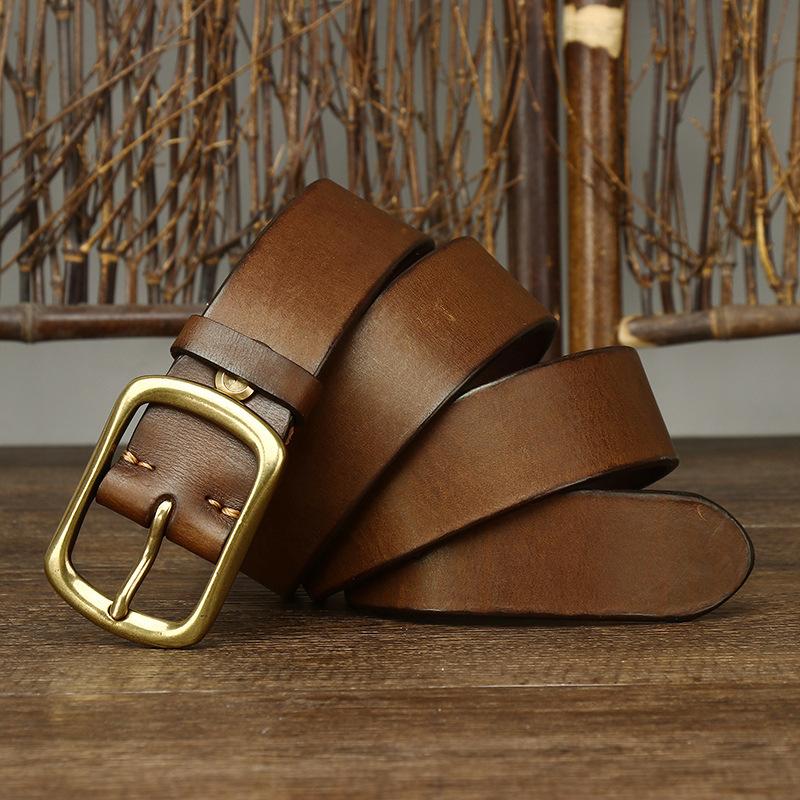 

Мужской ремень в стиле ретро, ​​потертый первый слой из натуральной кожи крупного рогатого скота, универсальный молодежный повседневный джинсовый ремень с пряжкой 120cm