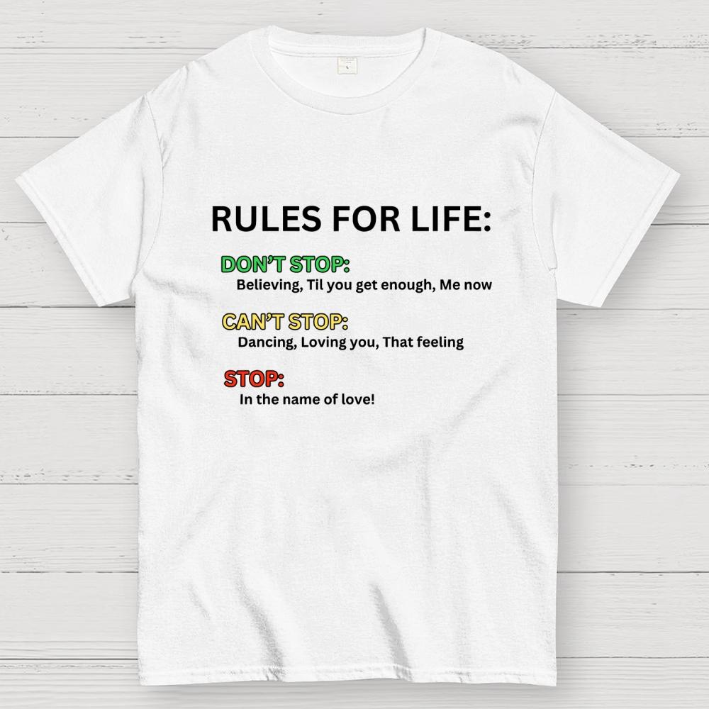 Rules For Life Unisex 100% Cotton Summer Casual Cool Loose T-Shirt