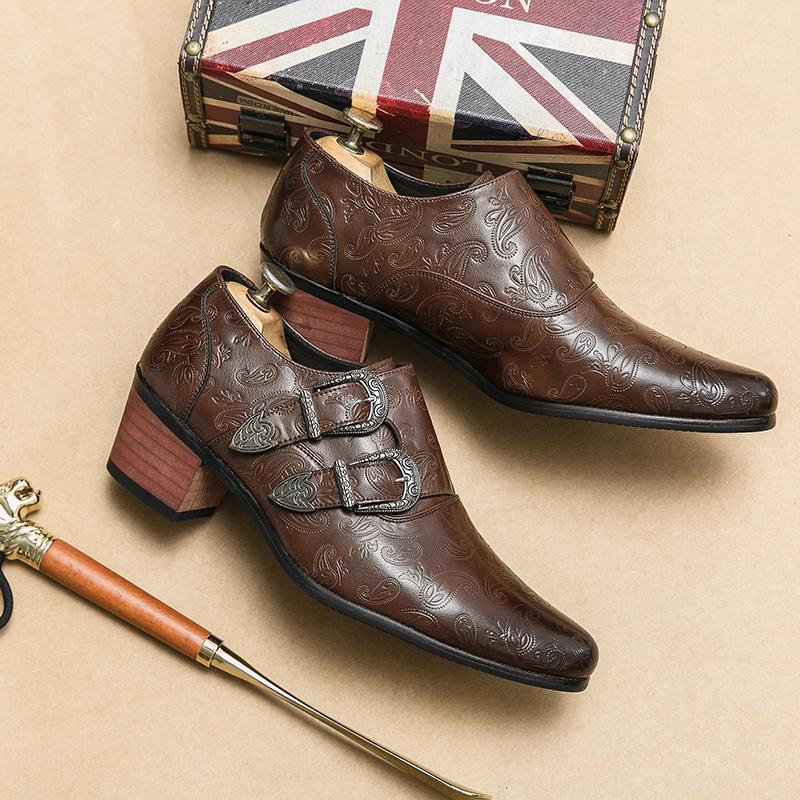 Große Größe hohe Absatzhöhe spitz Herrenstiefel Artikelnummer Lederschuhe Schuhgröße