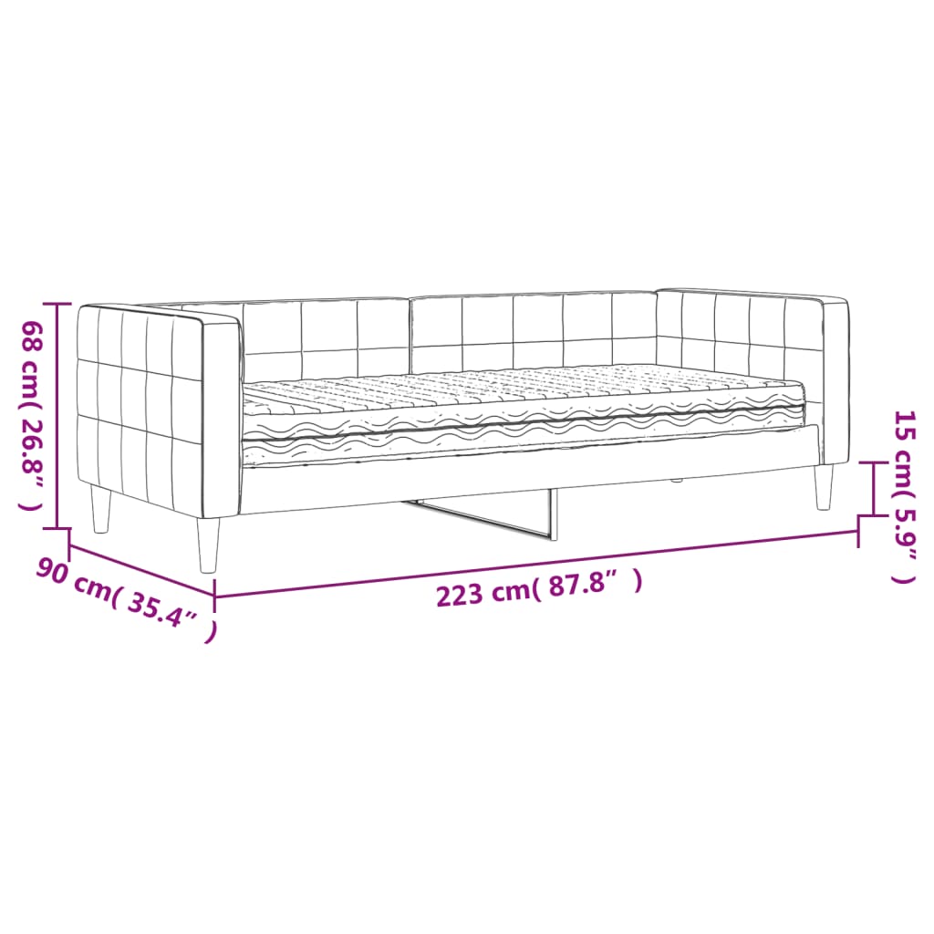Daybed with Mattress Black 80x200 Cm Velvet