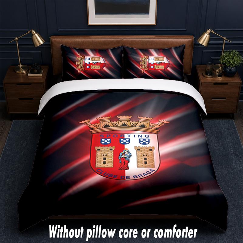 Braga FC Design Bed Bedding Set 1 Duvet Cover + 2 Pillowcases Soft Breathable Household Bed Linens