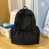 Sweet Nylon Lightweight Backpack Solid Color Travel Shoulders Bag Bow Wrinkle Backpack  Women