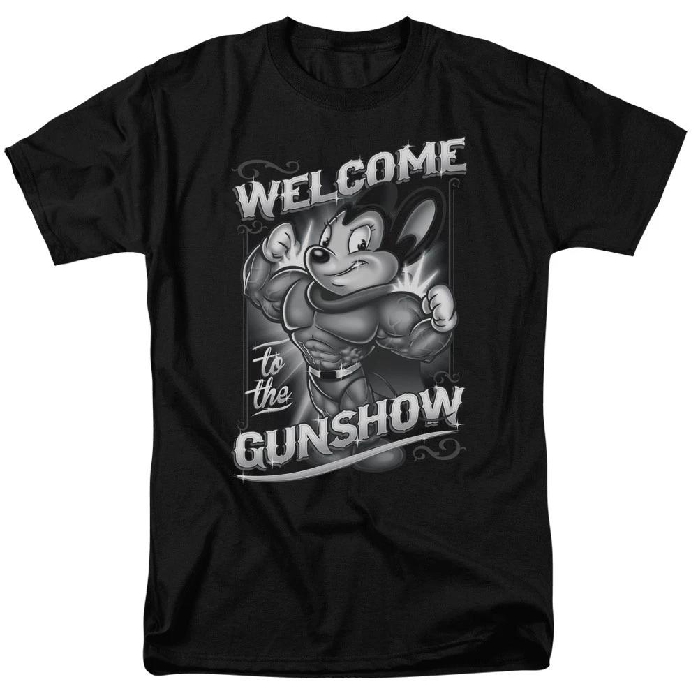 Mighty Mouse - Mighty Gunshow -  Unisex Short Sleeve Children s T-shirt - Black 120