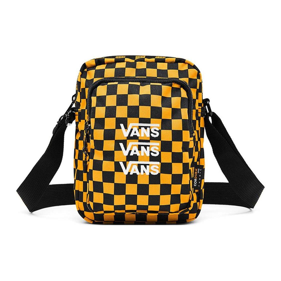 Vans Classic Black And Yellow Checkerboard Fabric Crossbody Bag Unisex bags VN0A3TXMSF1 Black Yellow