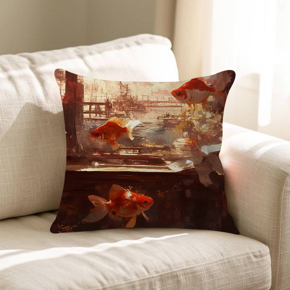 Luckly Koi Goldfish Pillow Anime Pillow Sofa Bed Head Pillow Cover Cushion Cover Fashion