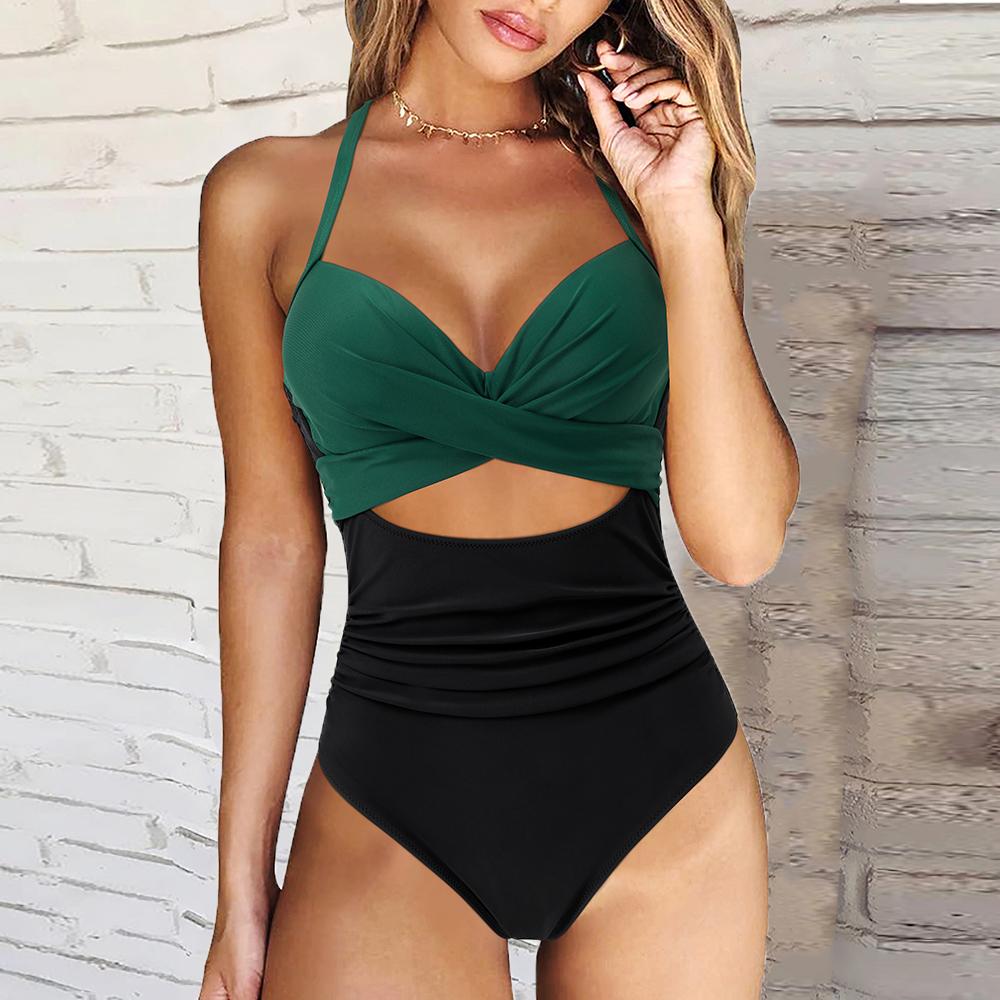 Push Up One Piece Swimsuit Women Cut Out Swimwear Female High Waist Beachwear  Women Swimsuit One Piece