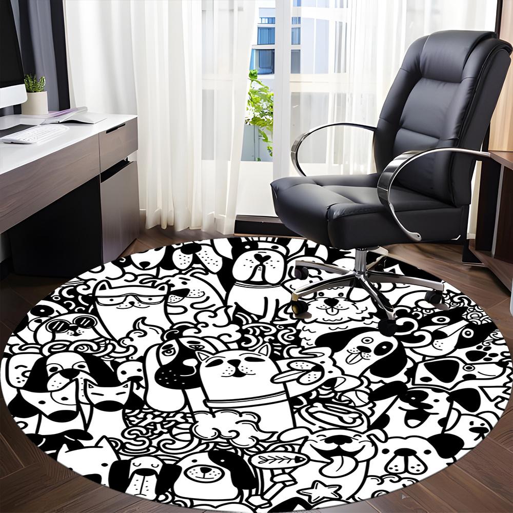 1pc Puppy Pet Office Round Area Rug, Indoor Mat Suitable ForOffice, Under Office Chairs Bedroom Living Room Home Decor, Room Decot231