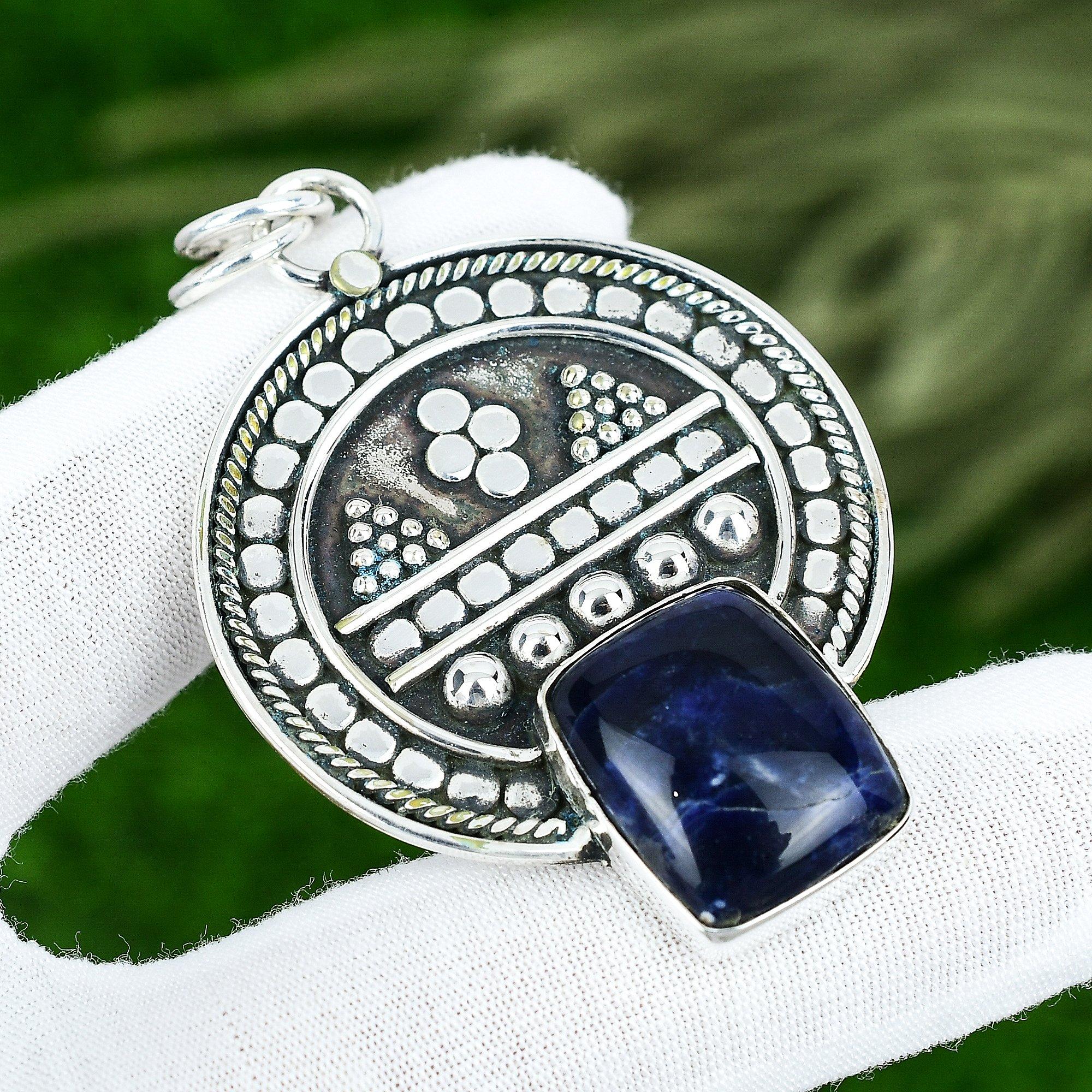 

Memorial Day Sale Sterling Silver Sodalite Gemstone Wedding Handcrafted Pendant