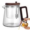 Glass Teapot with Wood Handle Filter Tea Pot Inner Tank Ergonomic Comfort Heat Resistant Tea Maker Kettle for Home Living Room