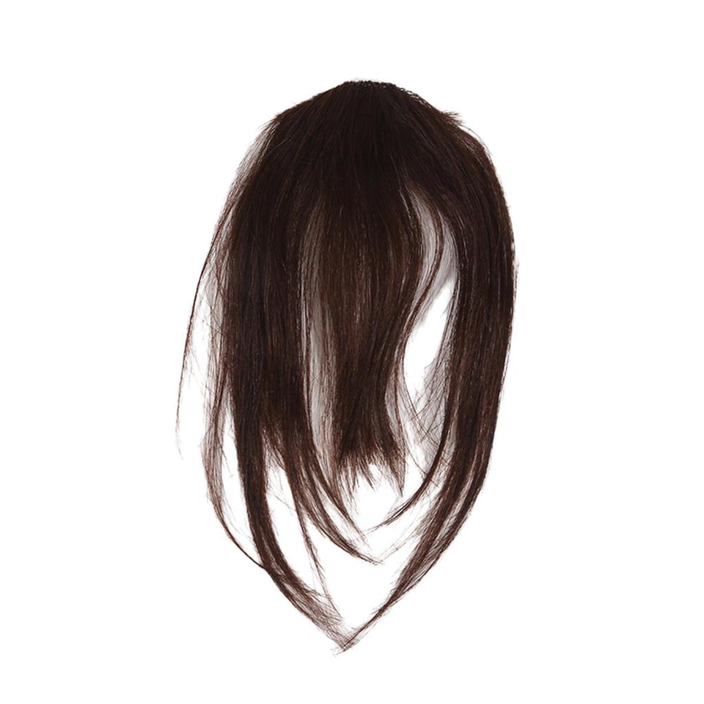 Human Bangs Natural Brown Middle Part Wispy Bang Hair Clip In Bangs Fringe Hairpiece for Women Clip On Air Bang