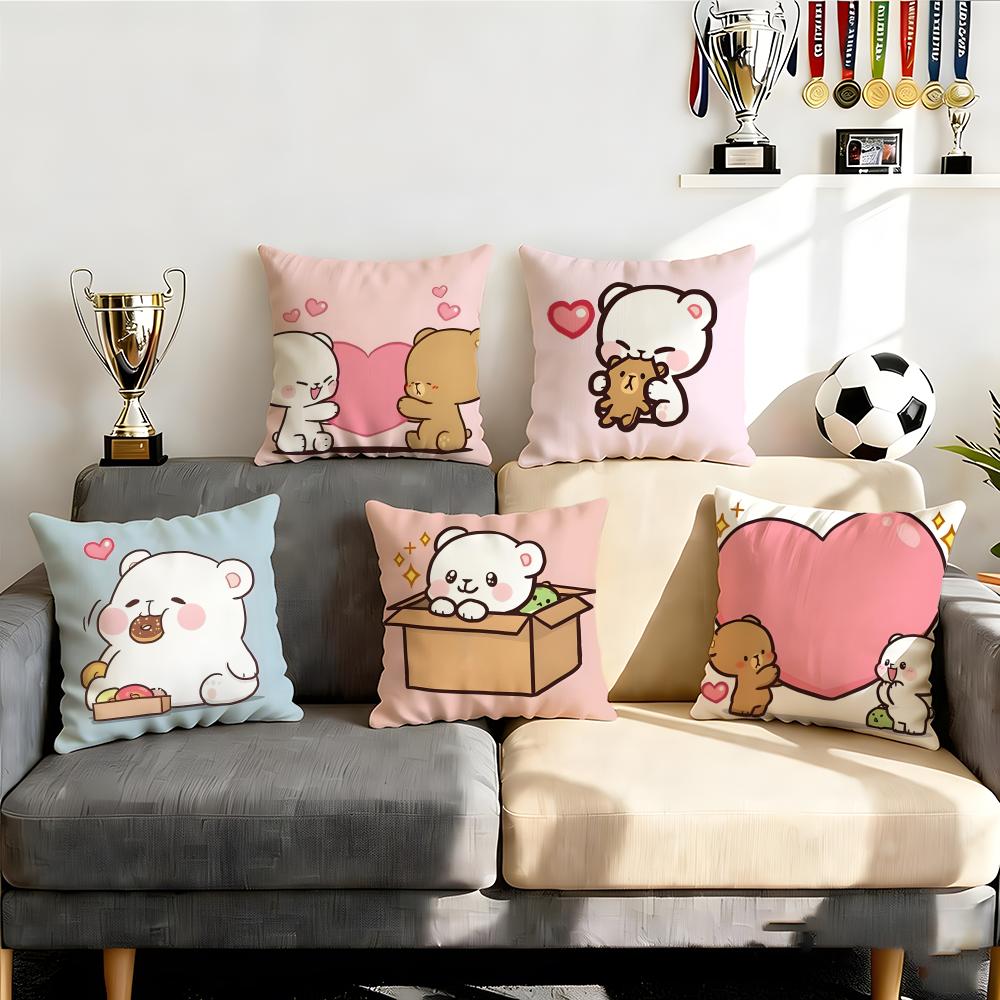 Cute Milkbear Cushion Cover Cushion Cover Set 4Pcs 50x50 45x45 40x40 Pillowcase Decorative Sofa Home Decor
