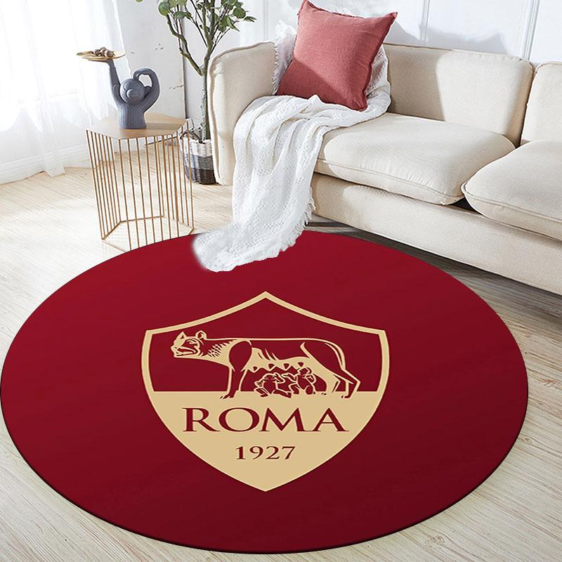 Associazione Sportiva Roma, Tappeto Rotondo, Tappeto per Soggiorno Camera da Letto Divano Sala Giochi Decorazione, Tappetino Antiscivolo