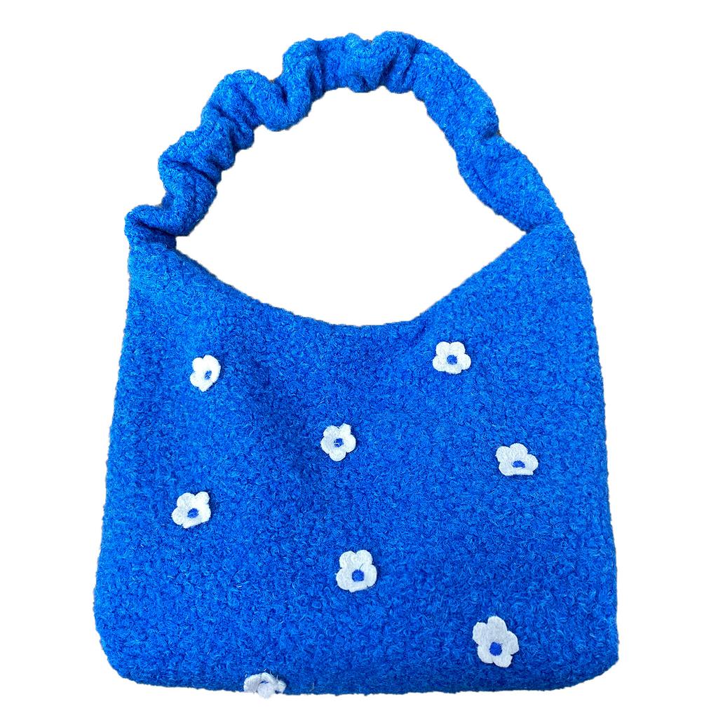 Fashion Three-dimensional Flower Plush Women's Shoulder Bags Drawstring Ladies Crossbody Bag Large Capacity Female Tote Bag