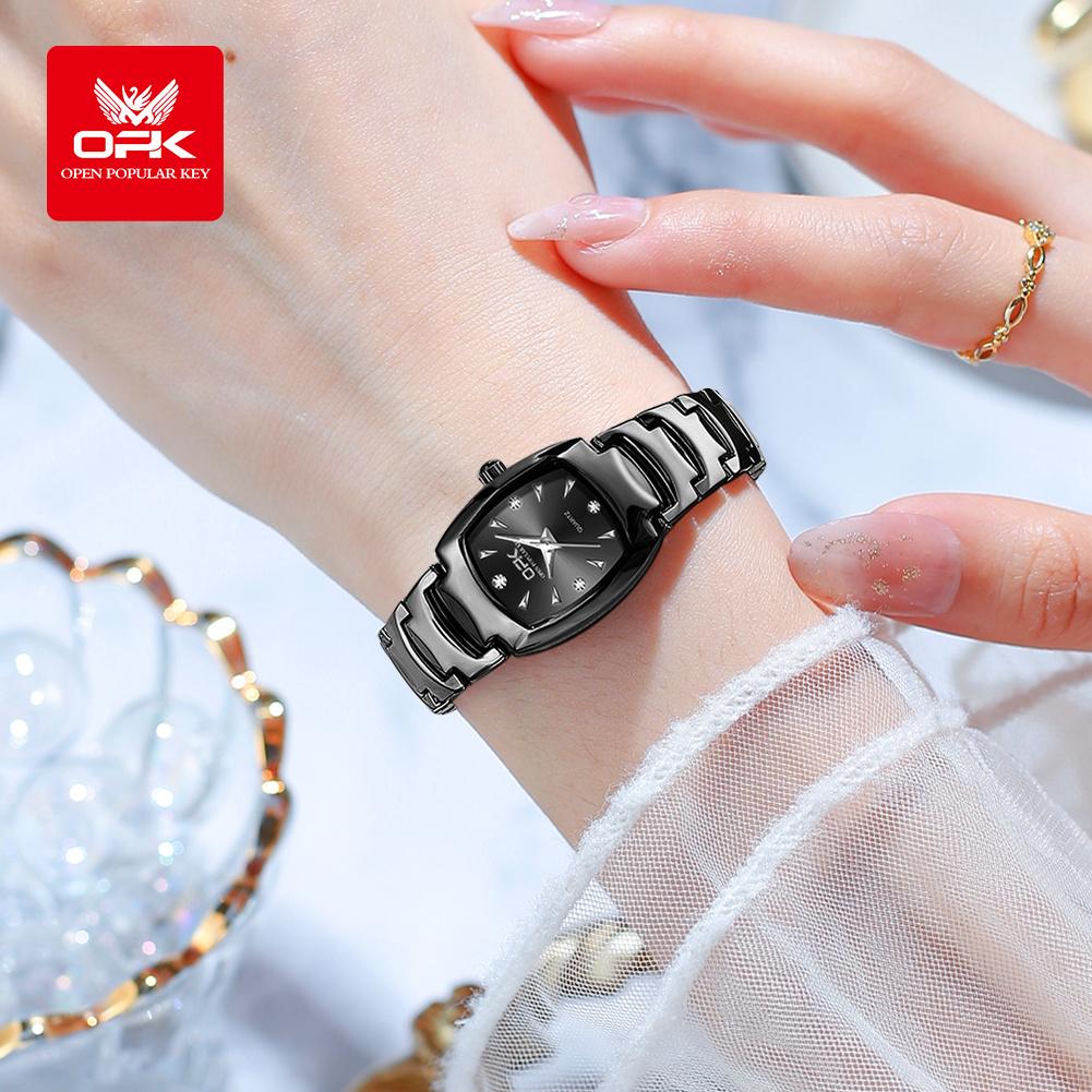 OPK Brand Steel Strip Calendar Three-Pin Lady Quartz Watch