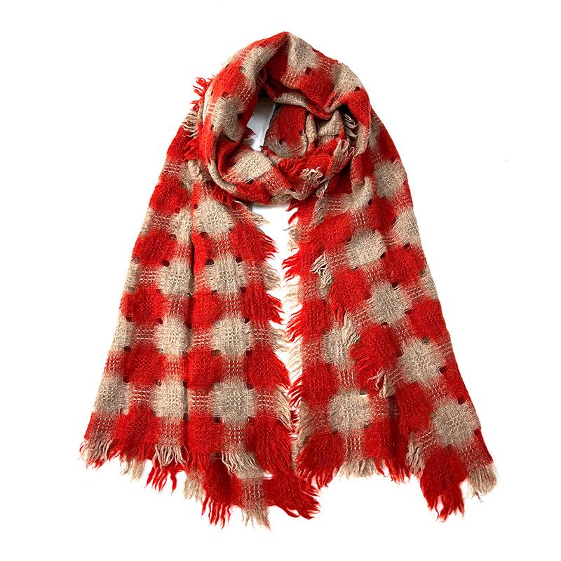 Women s 100% Pure Cashmere Plaid Scarf - Warm, Comfortable, and Versatile for Autumn and Winter. красный