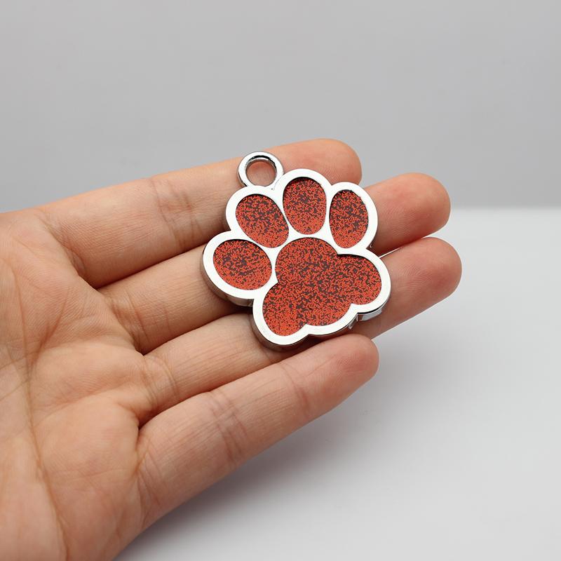 30pcs/lot 40mm Big Paw Print Pendant Charms For Jewelry Making Glitter Hang Charm DIY Keychain Pet Collar Accessories